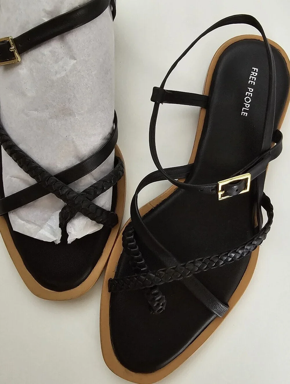NWT Free People Black Sunny Days Sandals Summer Boho